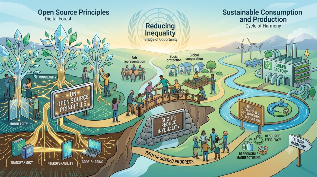 UN SDGs and Open-Source Principles as Outcomes and Implementation Approach to Health Informatics